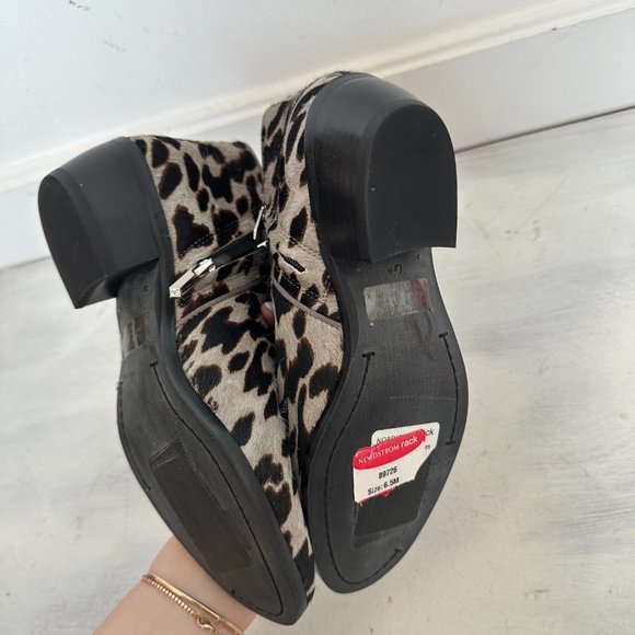 Sam Edelman Walden Ankle Boots Leopard Sand Side Zip Brahma Hair Block Heel - Picture 8 of 9